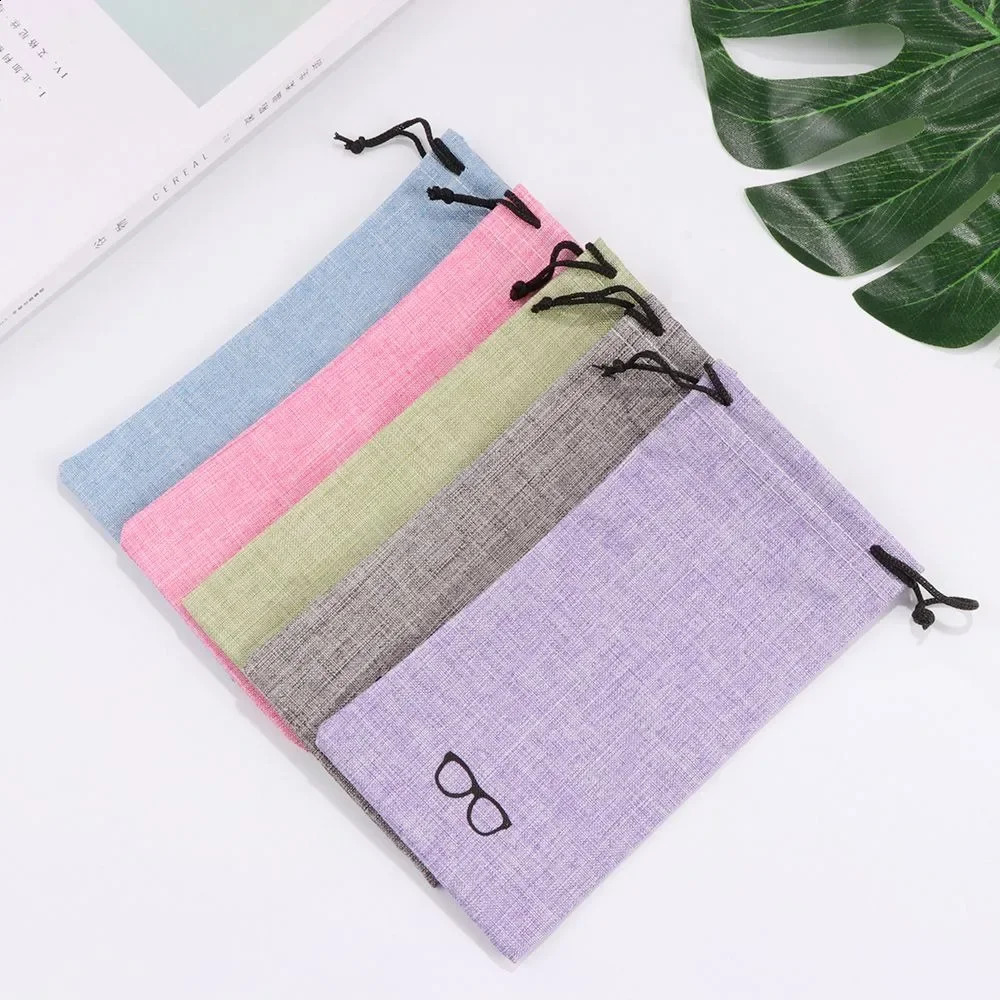 51020Pcs Portable Linen Fabric Pouch For Sunglasses Bag MultiFunctional Eyeglasses Case Optical Glasses Lanyard Cloth Bags 250801