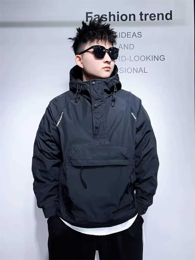 Trendy Casual Hooded Jacket Mens Loose Workwear Outerwear Spring Autumn Stand Fit Long Sleeve Youthful Vitali Sle W250809