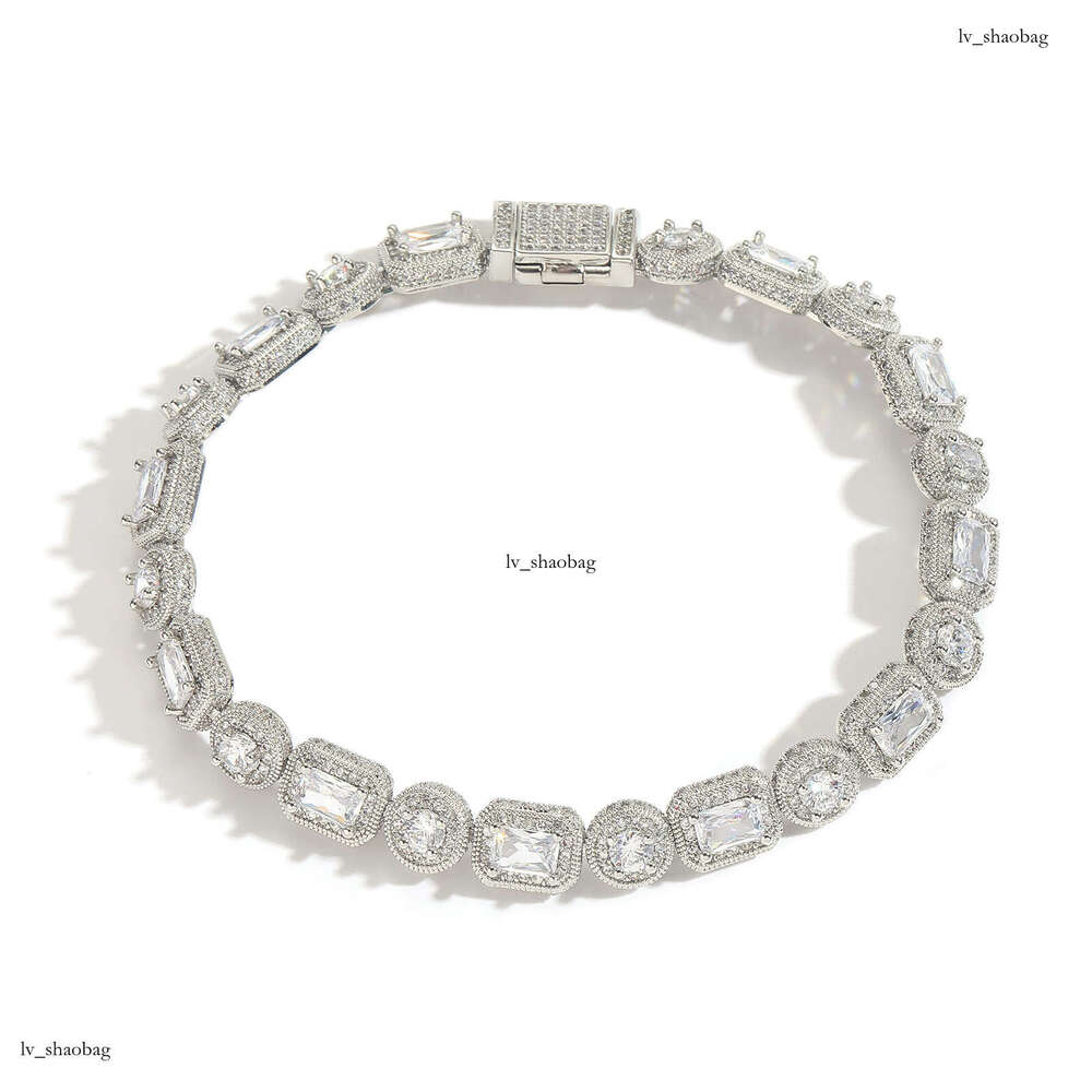 8mm Round Rock Candy Chain Bracelet T Square Zircon Creative Niche Men's Hip-Hop Trendy Jewelry