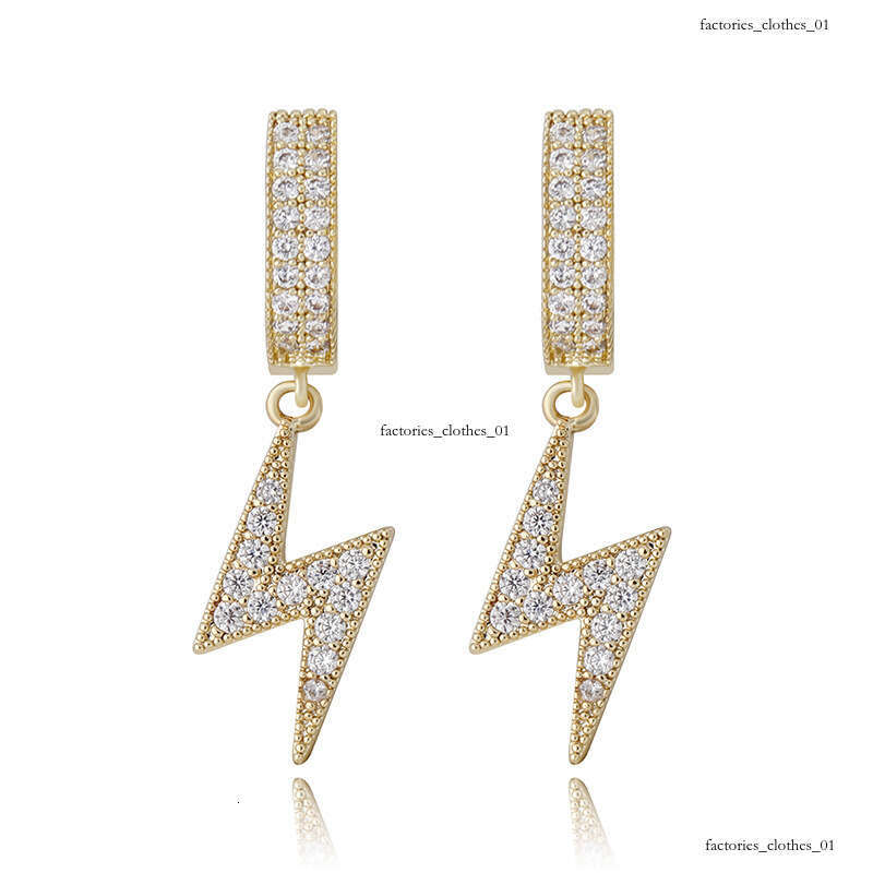 Ins Lighing Full Zircon Hip Hop Simple Gold Plated Women's Earrings
