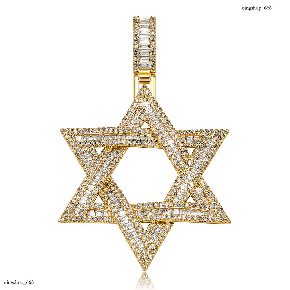 Ti Square Moissanite chain Hexagram Starry Sky Star of David Unisex Versatile Necklace Pendant