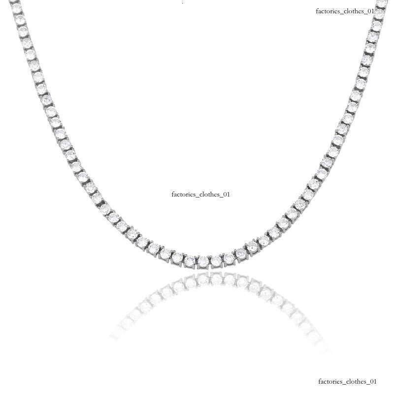 Fashion 3-5mm Sier Hip-Hop Single Row Full Moissanite chain Men's Necklace Tennis Chain