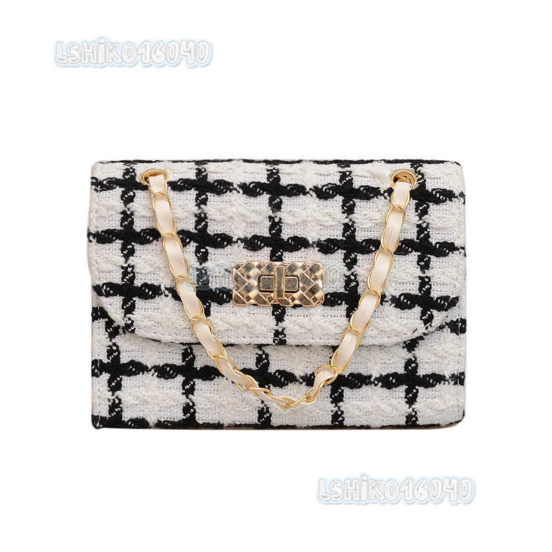 2024 Spring and Autumn New Style Woolen Bag for Women Fashion Trendy Chain Bag Textured Single Shoulder Crossbody Small Square Bag H250808