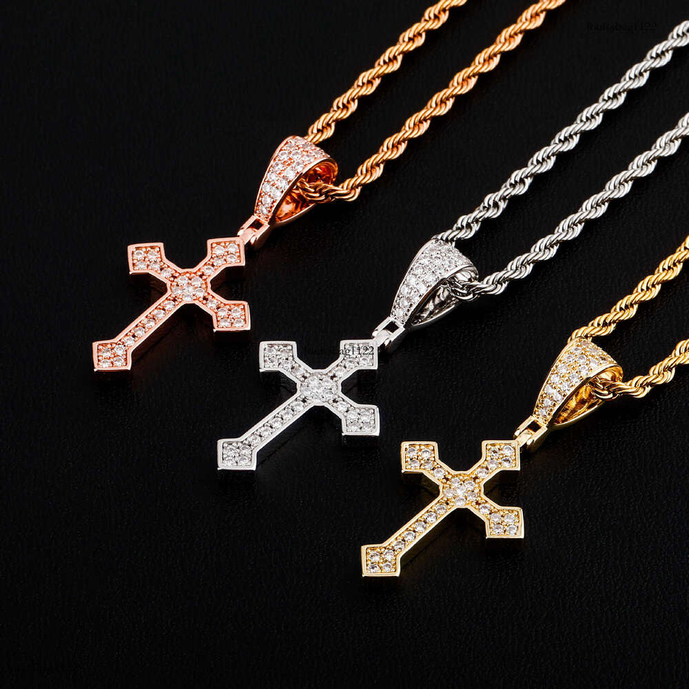 Unique Cross Pendant Full Moissanite chain Temu Necklace Jewelry