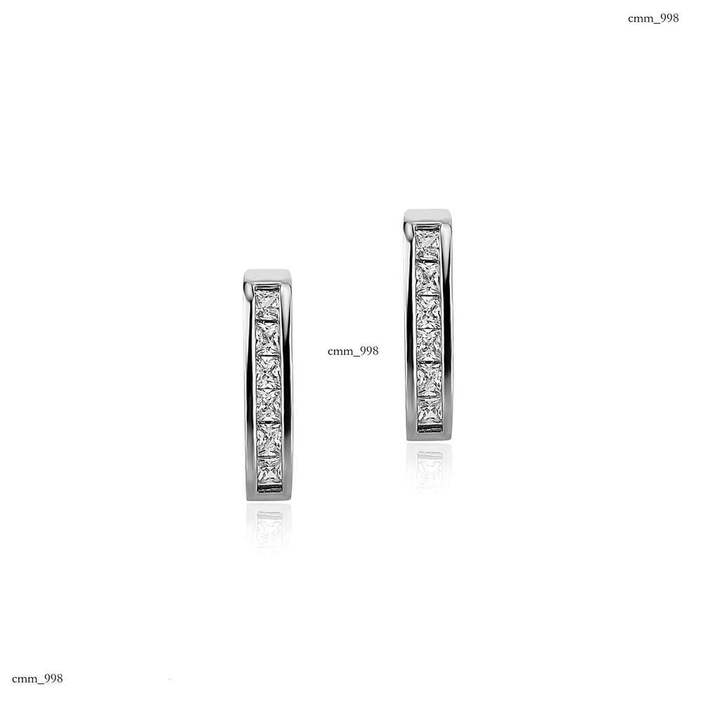 Light Zircon Square Fashionable Elegant Simple High-end Sense Niche Versatile Stud Earrings
