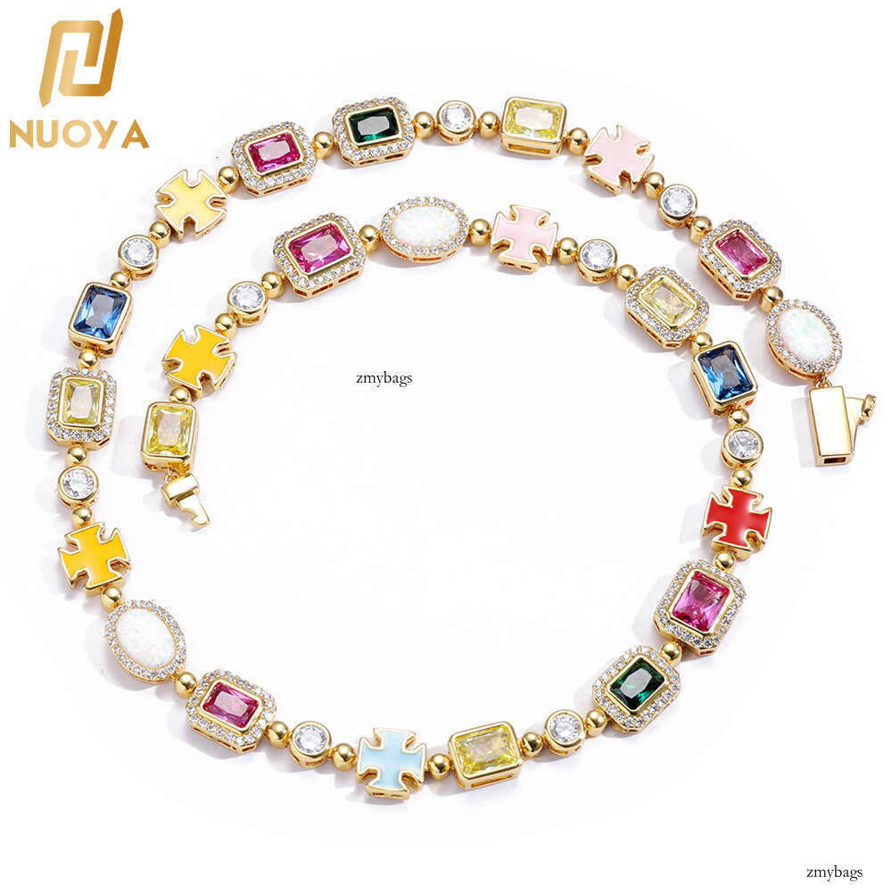 Hip Hop Colorful Women's Jewelry High-end Moissanite chain Men's Necklace