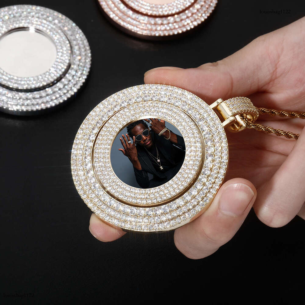 Personalized DIY Rotating Disc Men and Women Commemorative Necklace Large Round Plate Photo Pendant