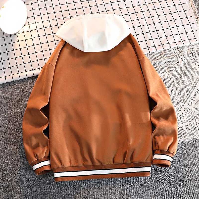 High Quality Varsity Baseball Uniform Jacket Mens Autumn New Trendy Brand All-match Student Hooded Jacket Plus Size Coats Women W250809