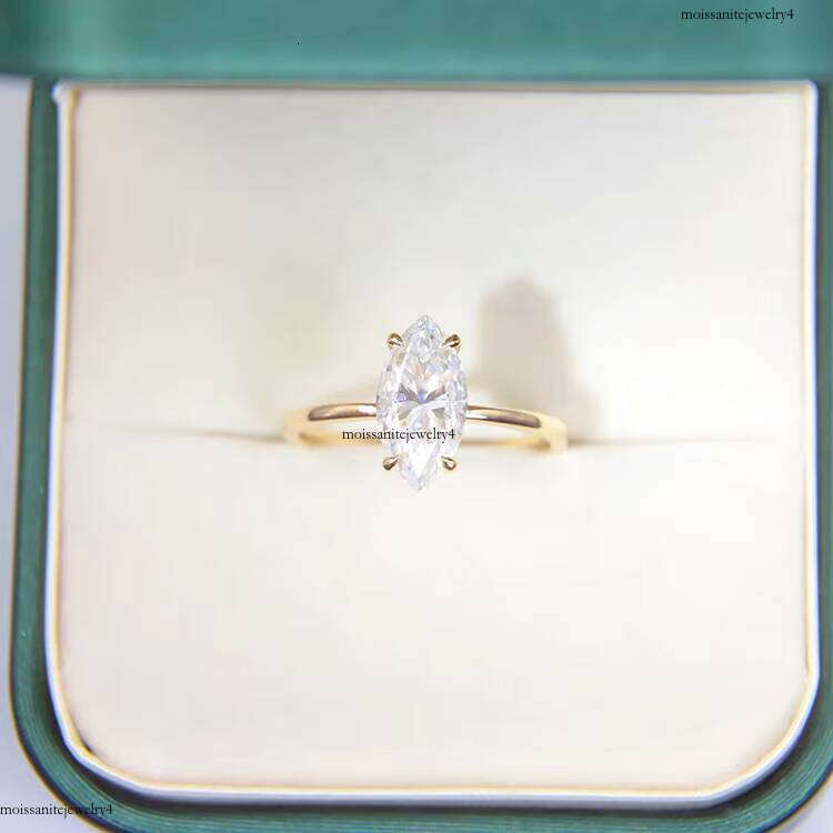 Elegant Jewelry Marquise Cut D-VVS Moissanite Dia 2ct/2.5ct Wedding 14k Yellow Gold Engagement Ring for Women
