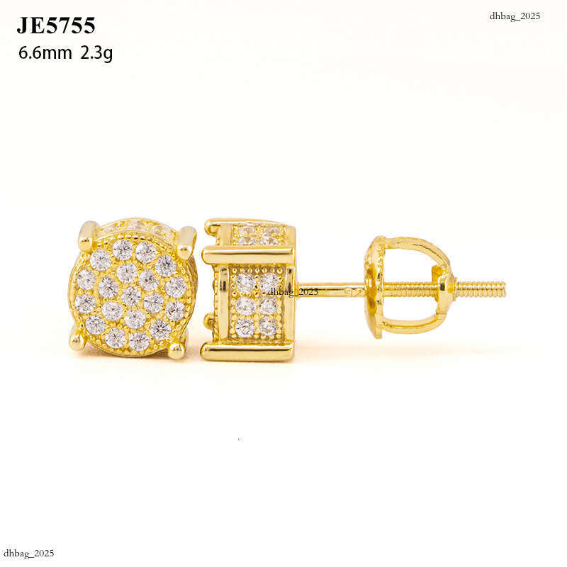 ICED OUT New Hip-Hop Sier Inlaid 5A Zircon Hoop Earrings Studs