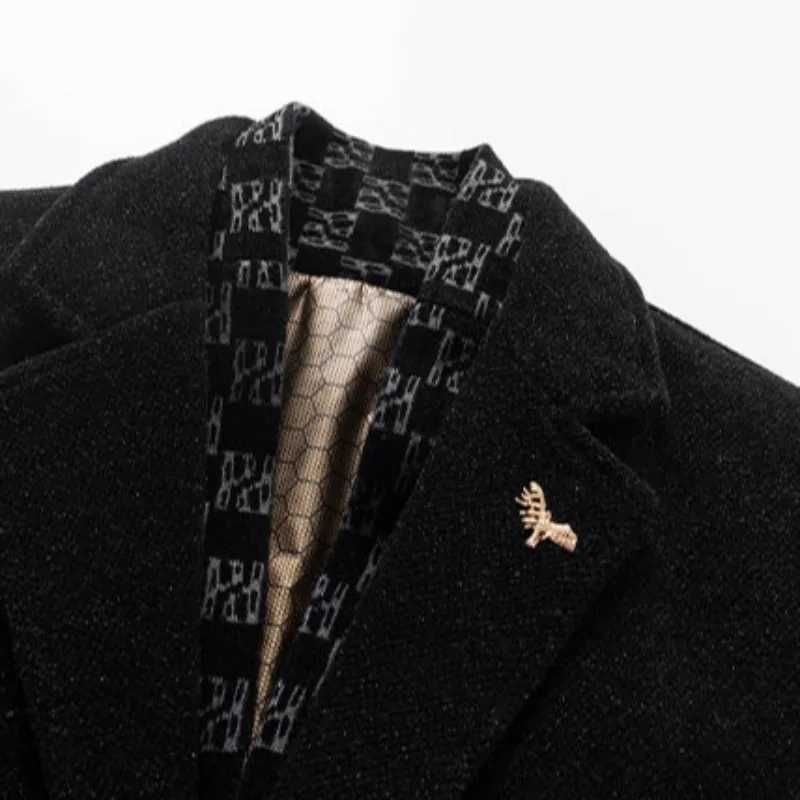 Men Wool Blends Trench Coats Autumn Winter Solid Color High Quality Tailored Collar Wool Jacket Luxurious Brand Mens Clothing XJ250809