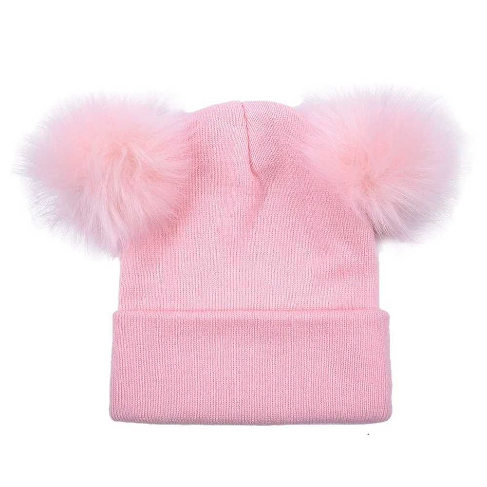 Winter Knit Beanie Hat Double Pom Warm C for Girls C Ski Hat Women Pom Hat Cs Female Cotton Skullies XJ250809