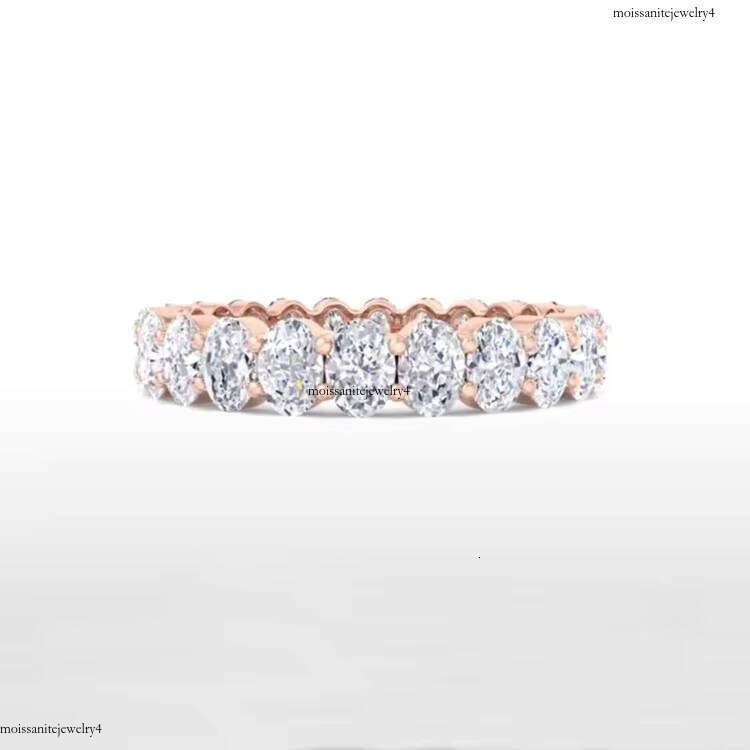 Handmade Rose Gold Oval Dia Custom Moissanite Eternity Wedding Ring Band for Women