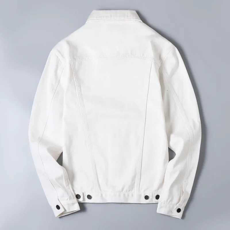 New Spring Autumn White Denim Jacket Mens Casual Trendy Korean Style Denim Jacket For Men Fashionable Workwear Top W250809