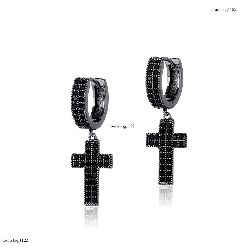 INS Style New Black Series Full Dia Elegant for Men and Women Niche High-end Fashion Versatile Earrings