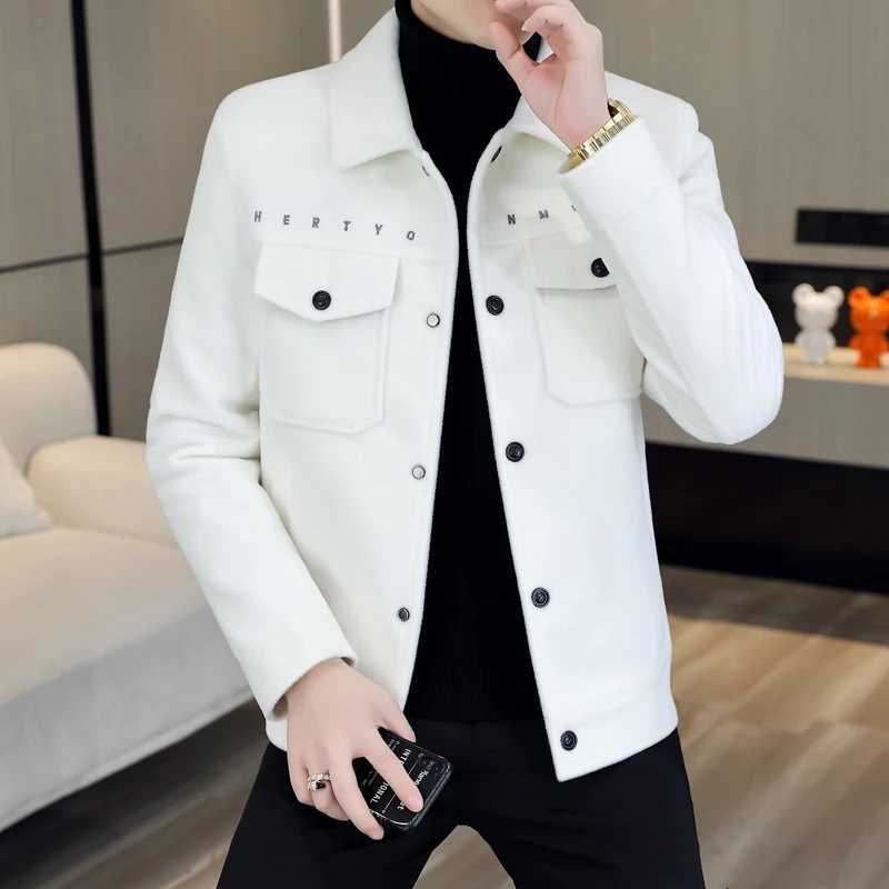 Autumn/Winter Men Lapel Woolen Jacket Fashion Slim Fit Suit Coat High Quality Checkered Multi Pocket Korean Casual Jacket XJ250809