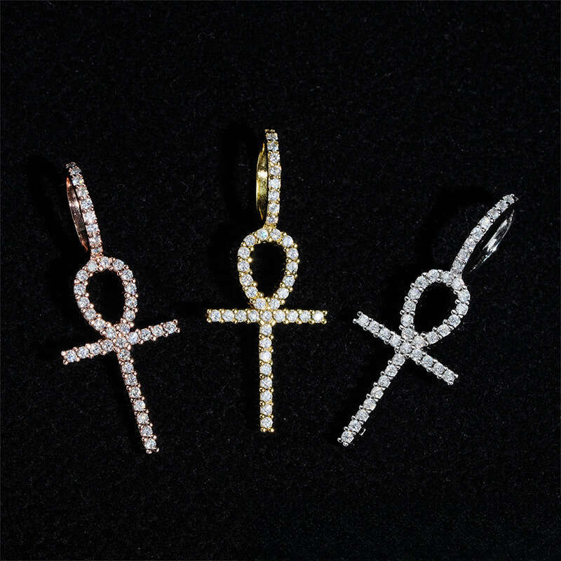INS Hip-Hop Personality Iced Out VVS Cross Full Inlaid D Color Moissanite Necklace Pendant