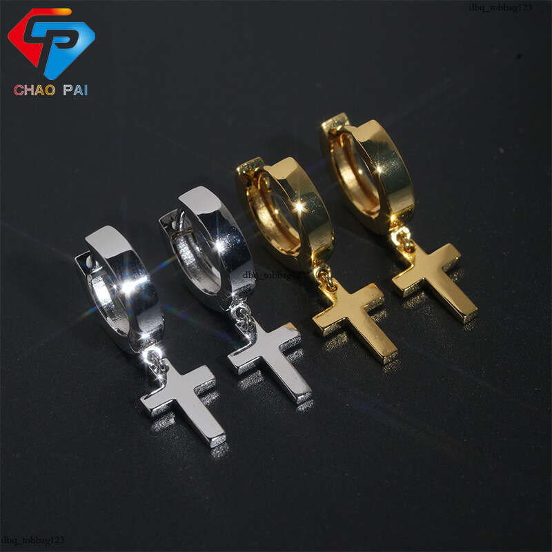 ICED OUT Premium Cross EarringIced Out VVS Real Gold Plated Hip Hop Special