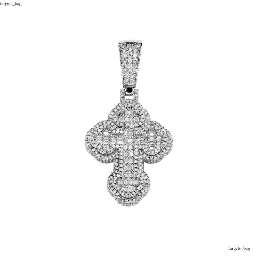 Hip Hop Necklace Cross TEMU Personality Trendy T Cubic Moissanite chain Men's Pendant Jewelry