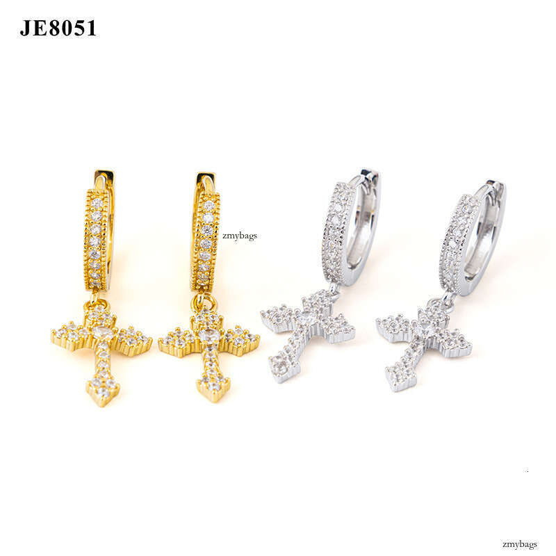 ICED OUT Cross Zircon Earrings for Women Fashionable Exquisite High-end Versatile Accessories