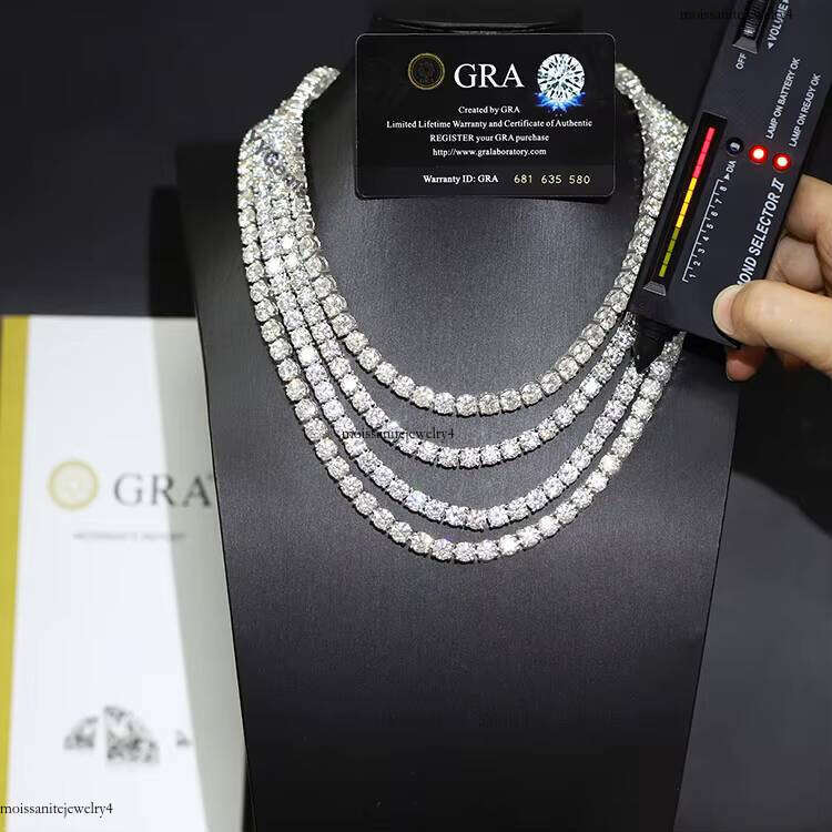 XG 100% Pass Dia test GRA Certificated VVS Moissanite Sterling Sier Tennis Chains for Fine Jewelry Necklace