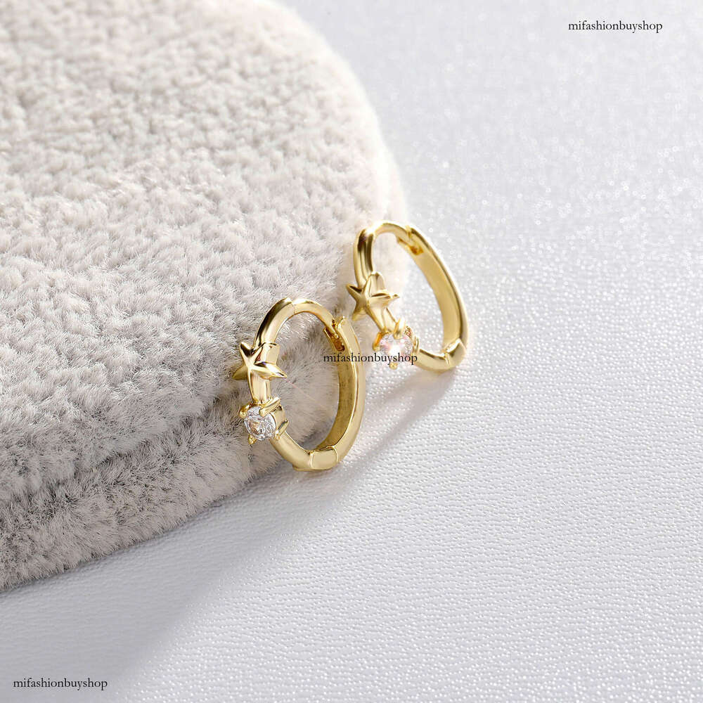 INS Style Single Star Earrings for Men Women, Simple and Elegant Pentagram Stud Earrings, Niche Zircon Inlaid Ear Jewelry