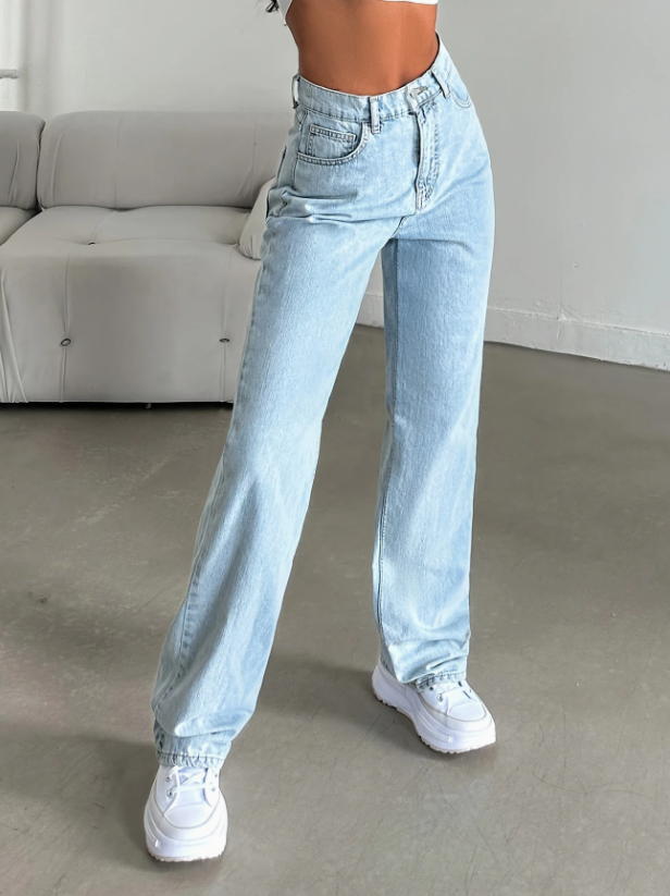 jeans Fashionable Ladies' Striped Panty Jeans Featuring Elastic Waistband Comfort