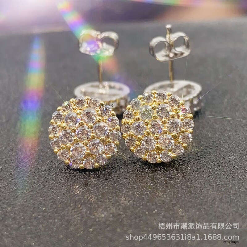 Hot-Selling Hip-Hop Micro-Inlaid Zirconia Stud Hiphop Trendy Full Dia Electroplated Earrings New Ear Jewelry