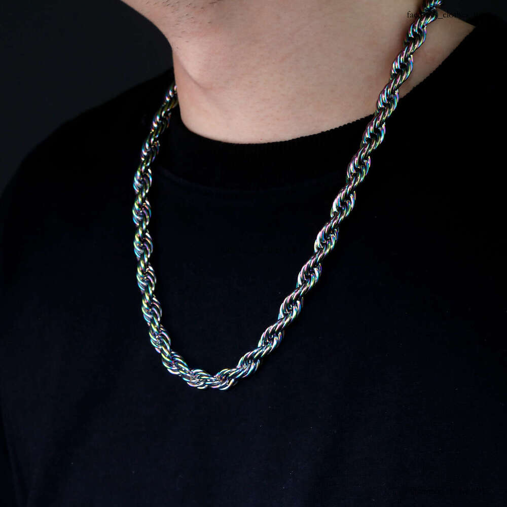 Titanium Quenched Colorful Twist Chain Jewelry Unisex Sterling Silver Bracelet Necklace