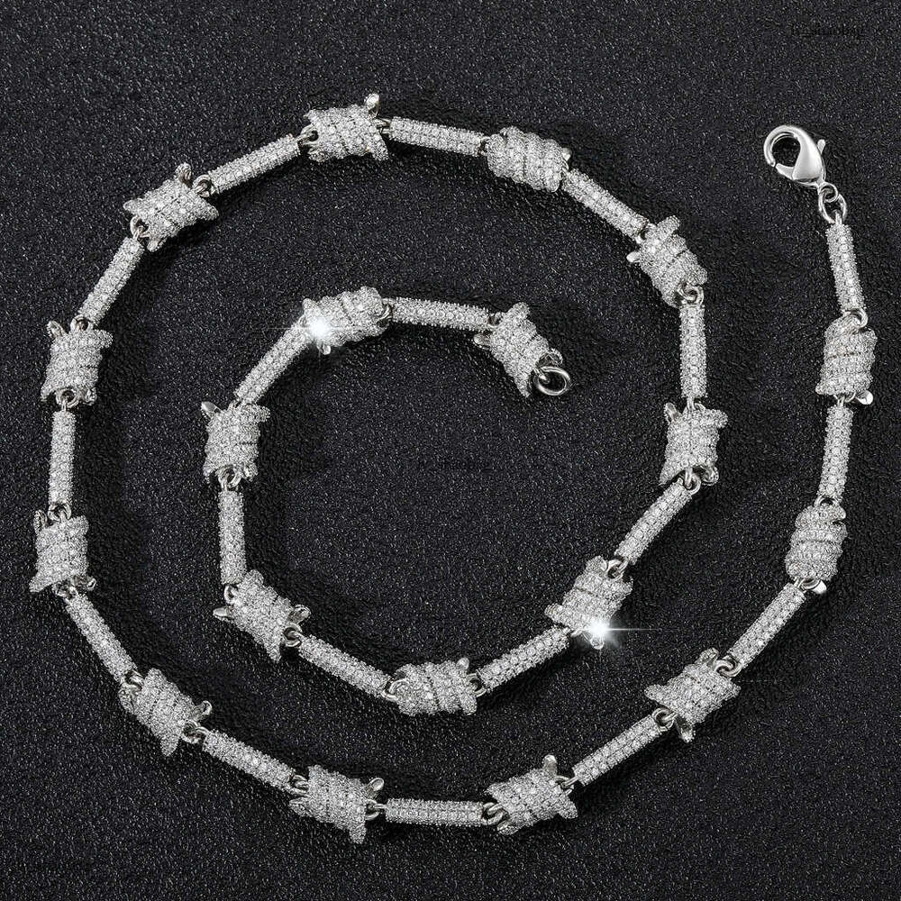 INS Wire Personality Cuban Chain Full Moissanite chain Jewelry Necklace for Men and Women Hip Hop Accessories