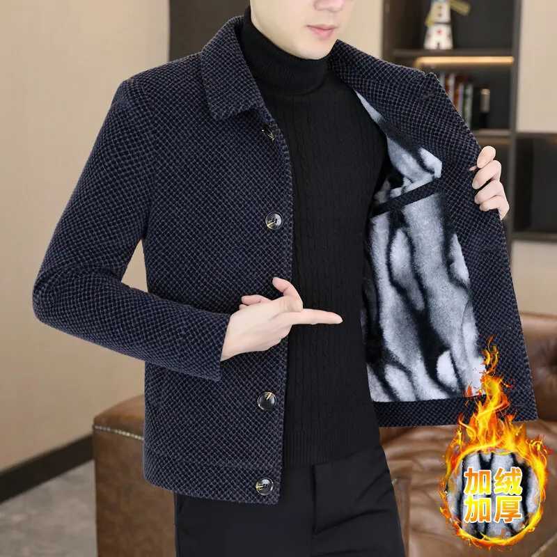 High-end Jacket Coat Winter Mens Woolen Short Lapel Jacket Woolen Coat With Fleece And Thickened Cotton Padded Jacket XJ250809