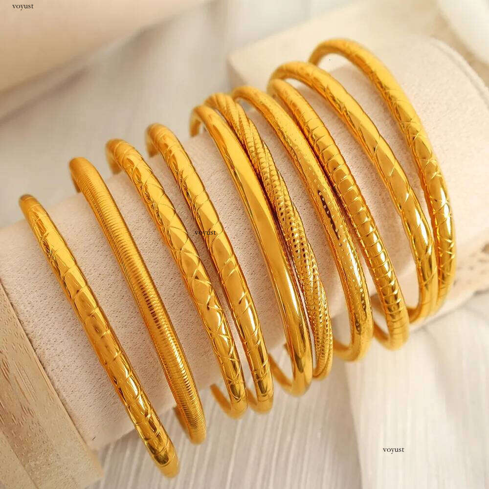 10 Styles Tarnish Free Gold Plated 316L Stainless Steel C Shape Cuff Bracelet Bangle for Women
