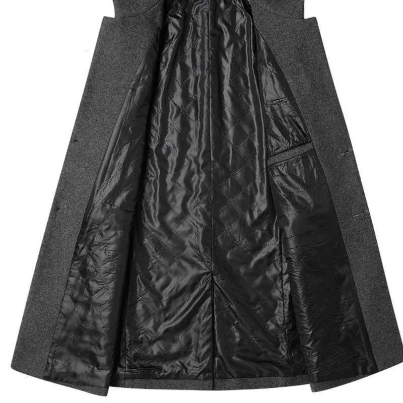 2025 New Autumn and Winter Mens Suit Collar Coat Casual Slim Fit Solid Color Woolen Windbreaker Medium Long Woolen Fabric XJ250809