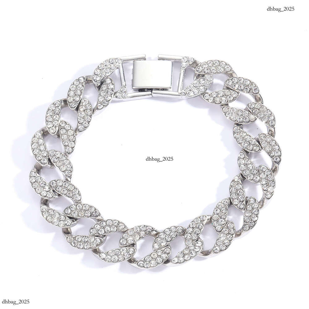 Bracelet 15mm Full Dia Cuban Chain Personality Men's Trendy Hip-Hop Accessories