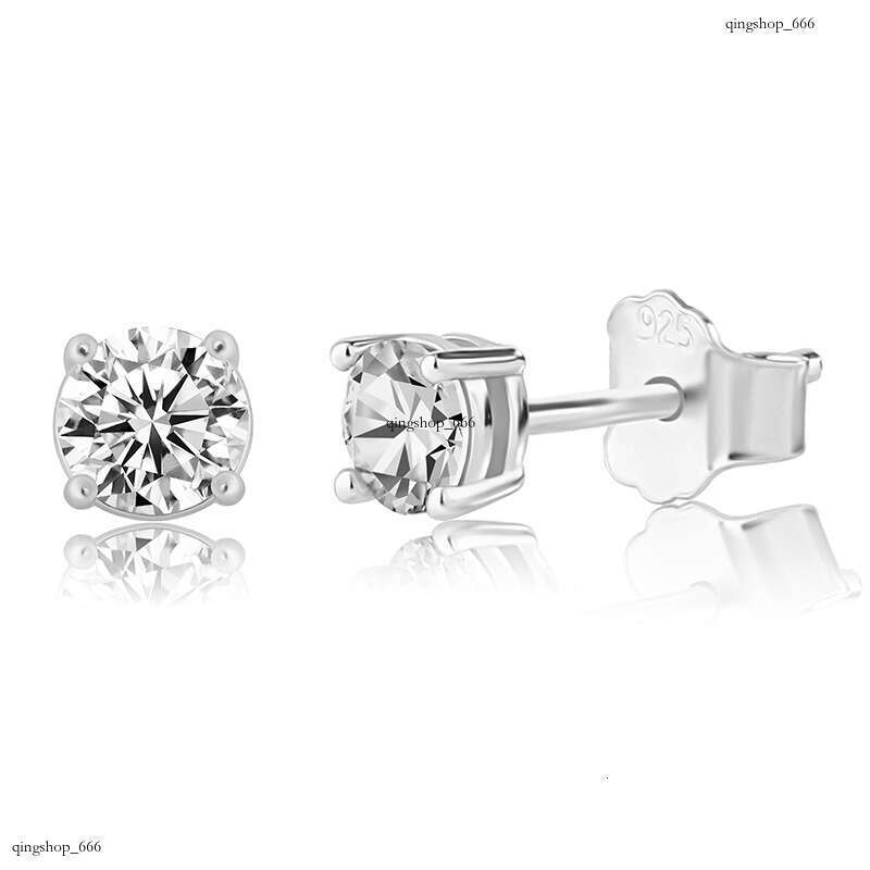 3mm-8mm Sier Inlaid Moissanite Round Stud Earrings for Men and Women Basic Versatile Fashion Niche