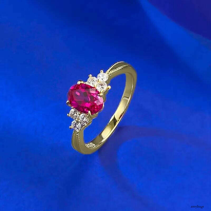Choucong Vintage Fashion Jewelry Genuine 100% Sterling Sier Oval Cut Red Garnet Lab Moissanite Dia Party Eternity Women Wedding Bridal Ring Gift