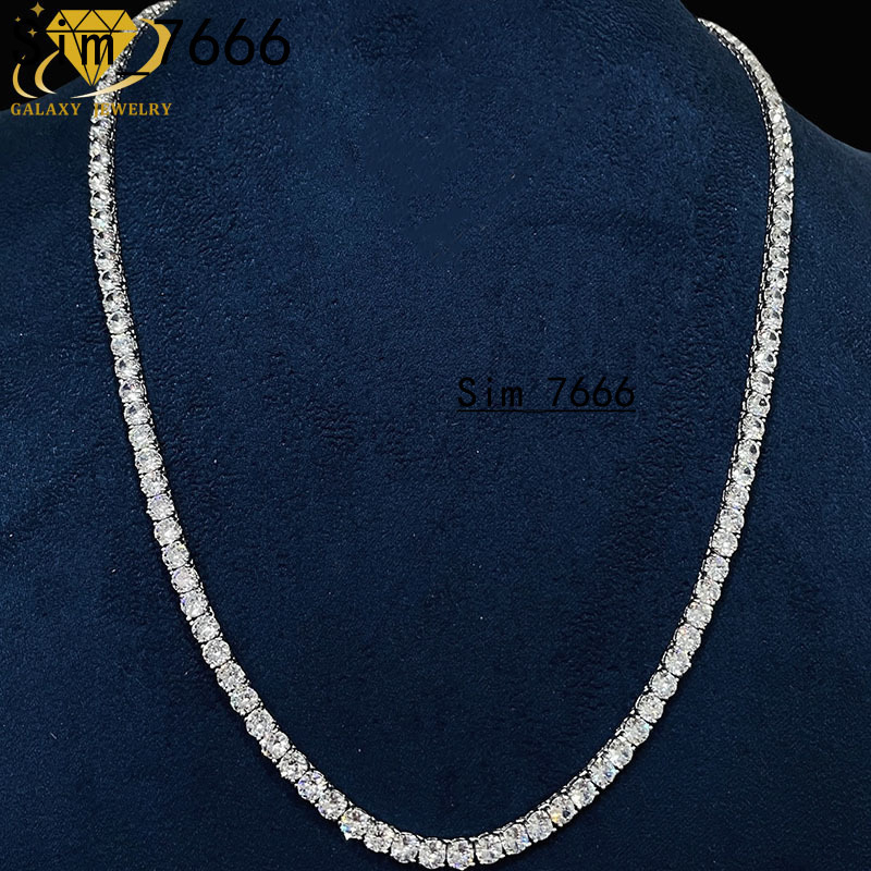 5MM Fashion Necklace Jewelry 925 Silver VVS Moissanite Diamond Tennis Chain Bracelet For Men Women