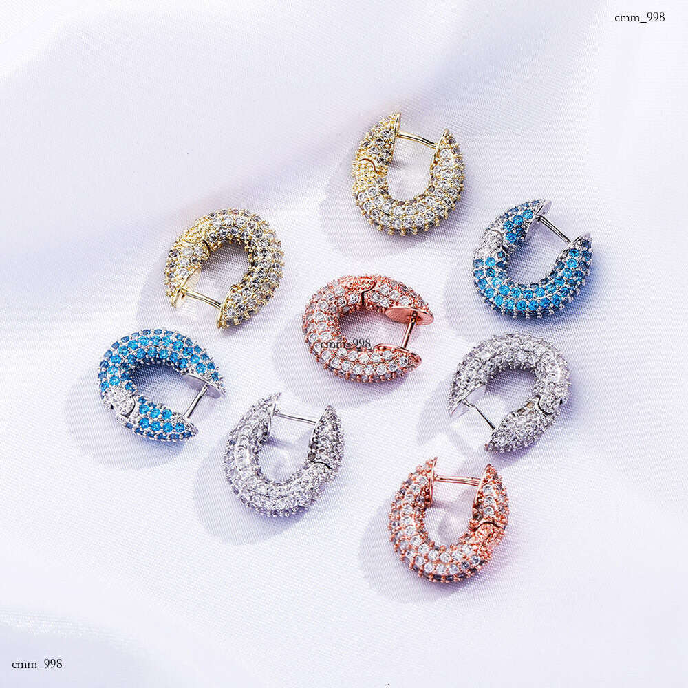 INS Style Full Dia Women's Simple Versatile Earrings Trendy Studs for Women