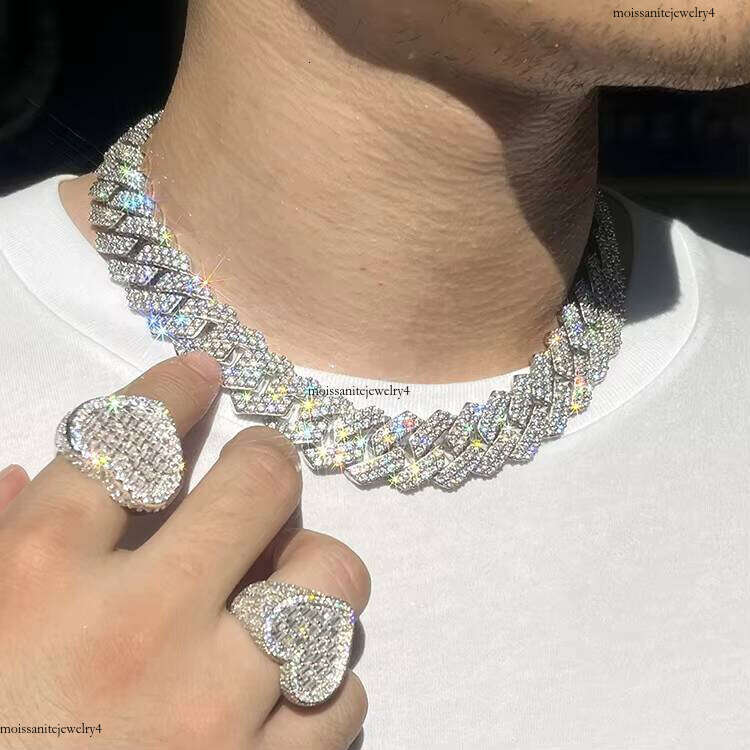 RTS Hip Hop Sterling Sier Pass the Test Moissanite Dia Gold Plated Cuban Chain for Men Necklace