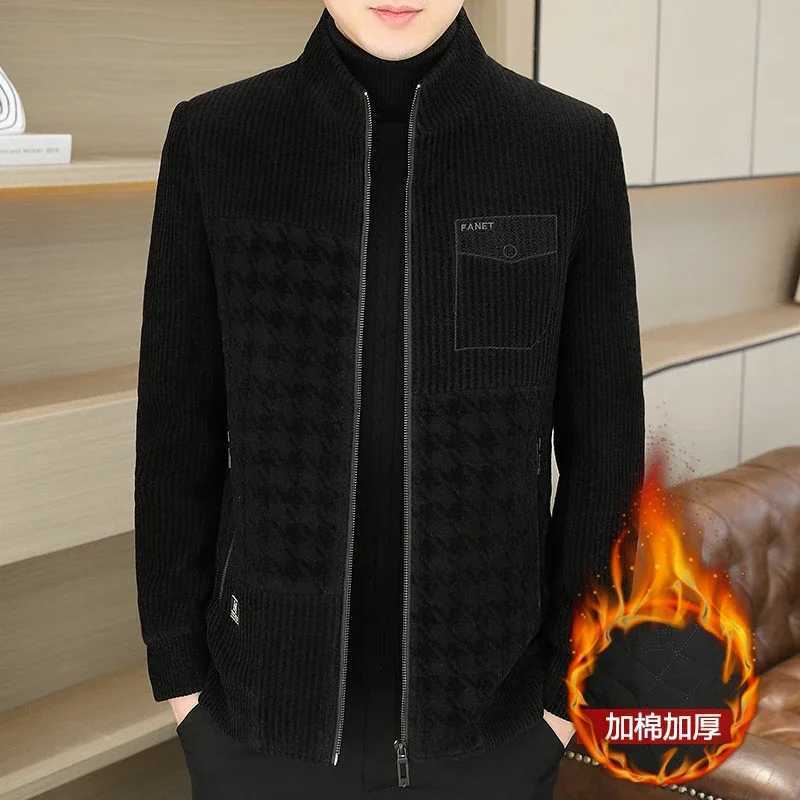 Brand Autumn Winter Patchwork Woolen Jacket Men Thickened Warm Casual Business Trench Coat Stand Collar Zipper Social Overcoat XJ250809