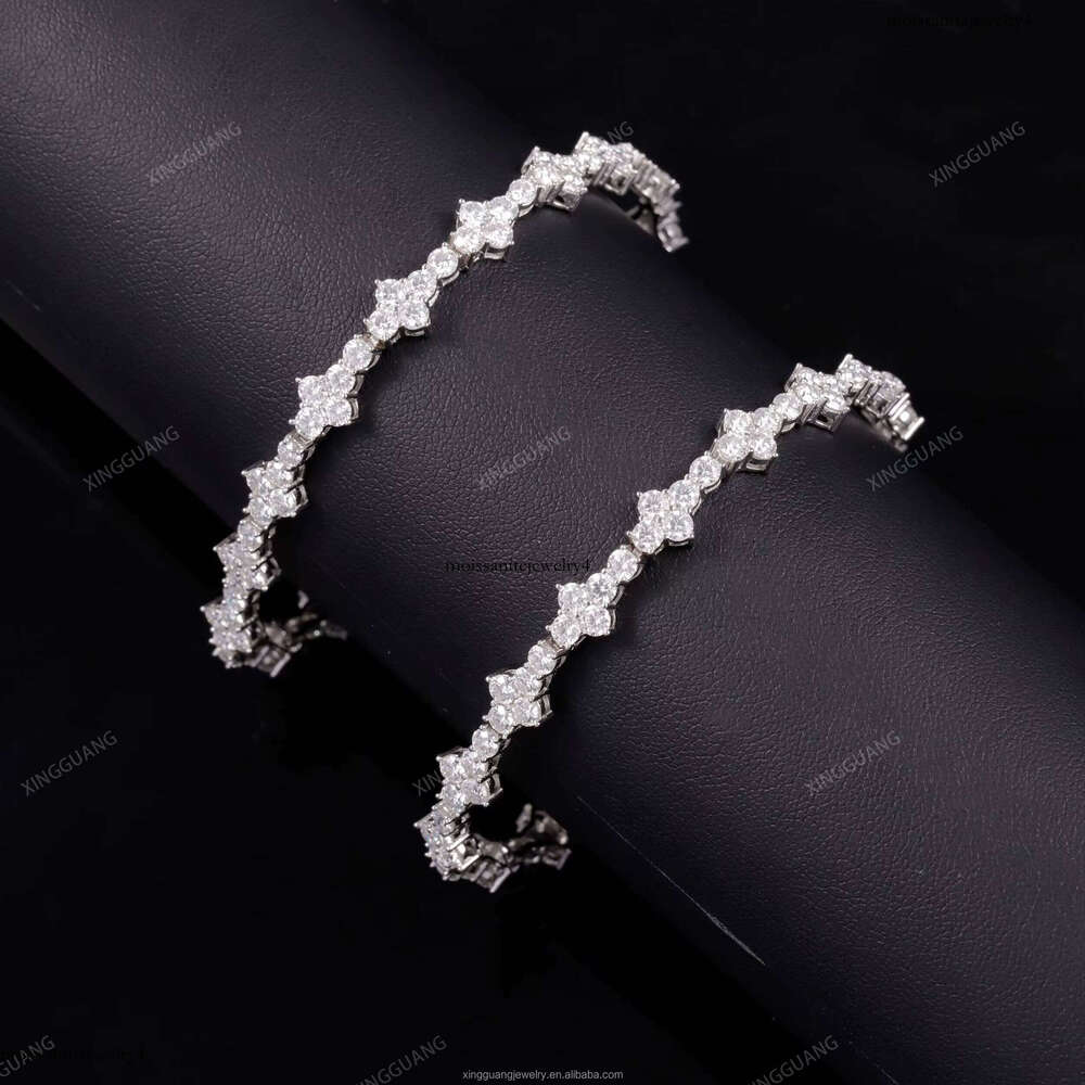 XG Pass Dia Tester Small Cross Iced Out Sier Plated Gold Moissanite Cuban Bracelets for Men