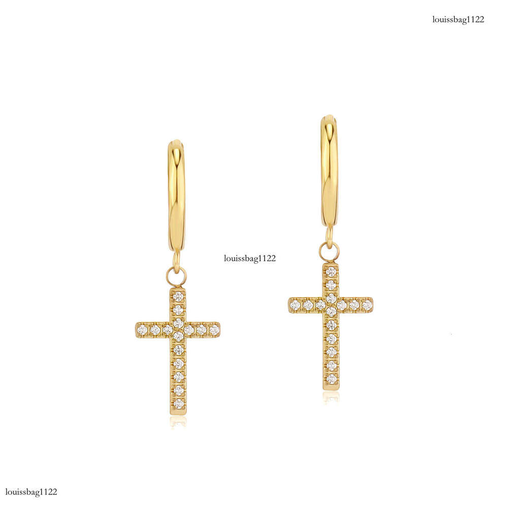 Fashion Sterling Silver Zircon Cross Simple Personality Drop Earrings for Men and Women