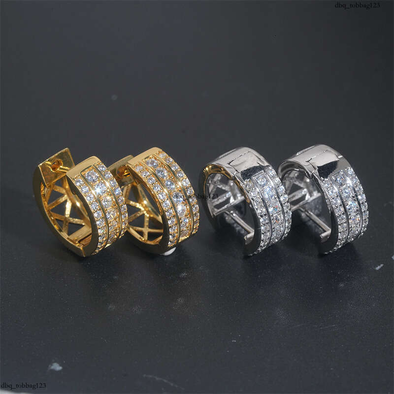 ICED OUT Sier Inlaid Zircon Earrings Unisex Personality Studs Hip Hop Trendy Brand Accessories