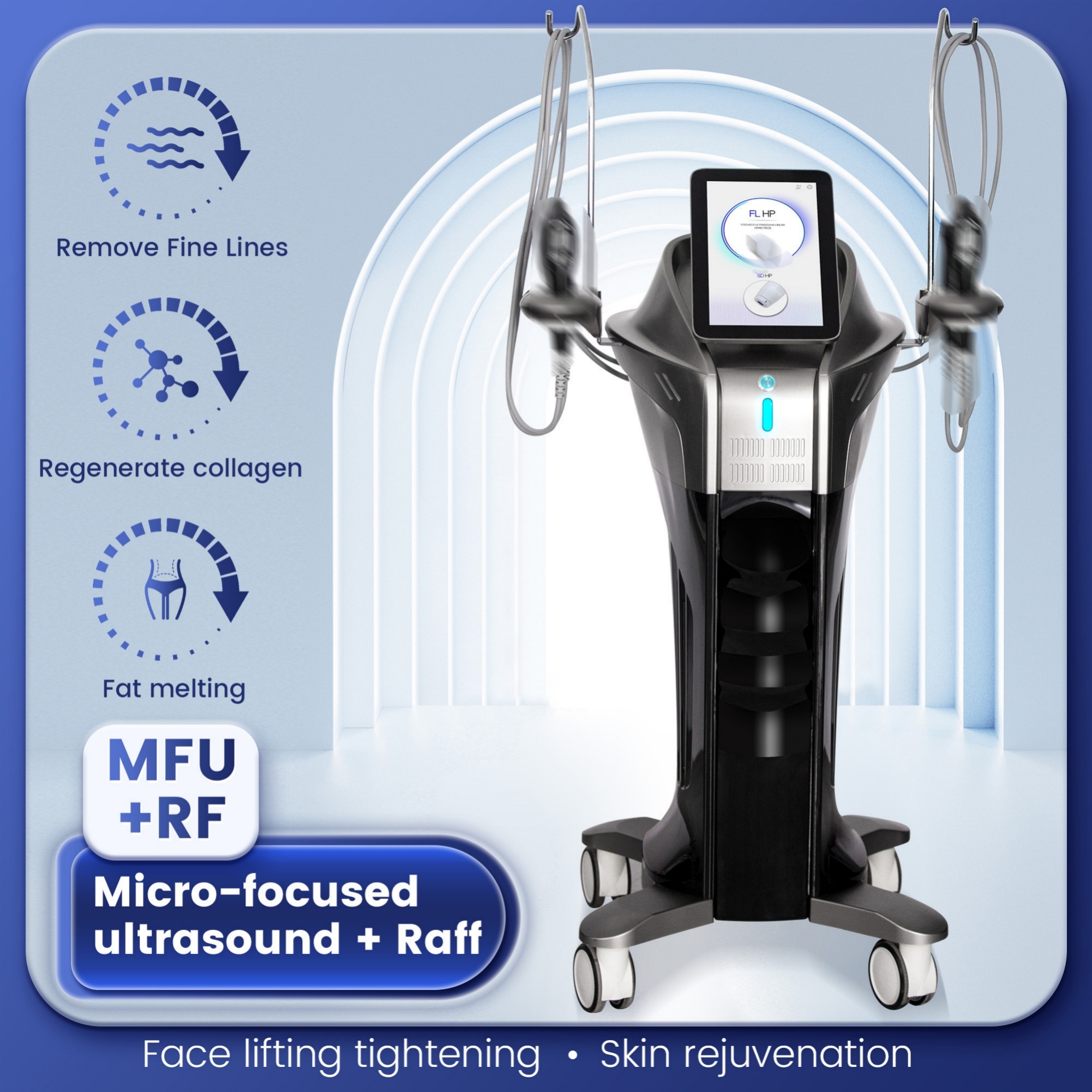 Vertical HIFU Anti-Aging Beauty Machine For Skin Firming Wrinkle Removal Face Contour Lifting And Body Shaping For Spa Or Home Care Use