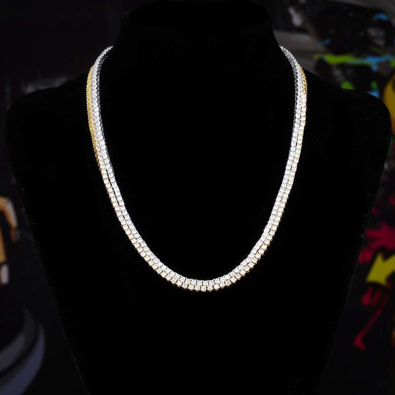 Fashion 3-5mm Sier Hip-Hop Single Row Full Moissanite chain Men's Necklace Tennis Chain