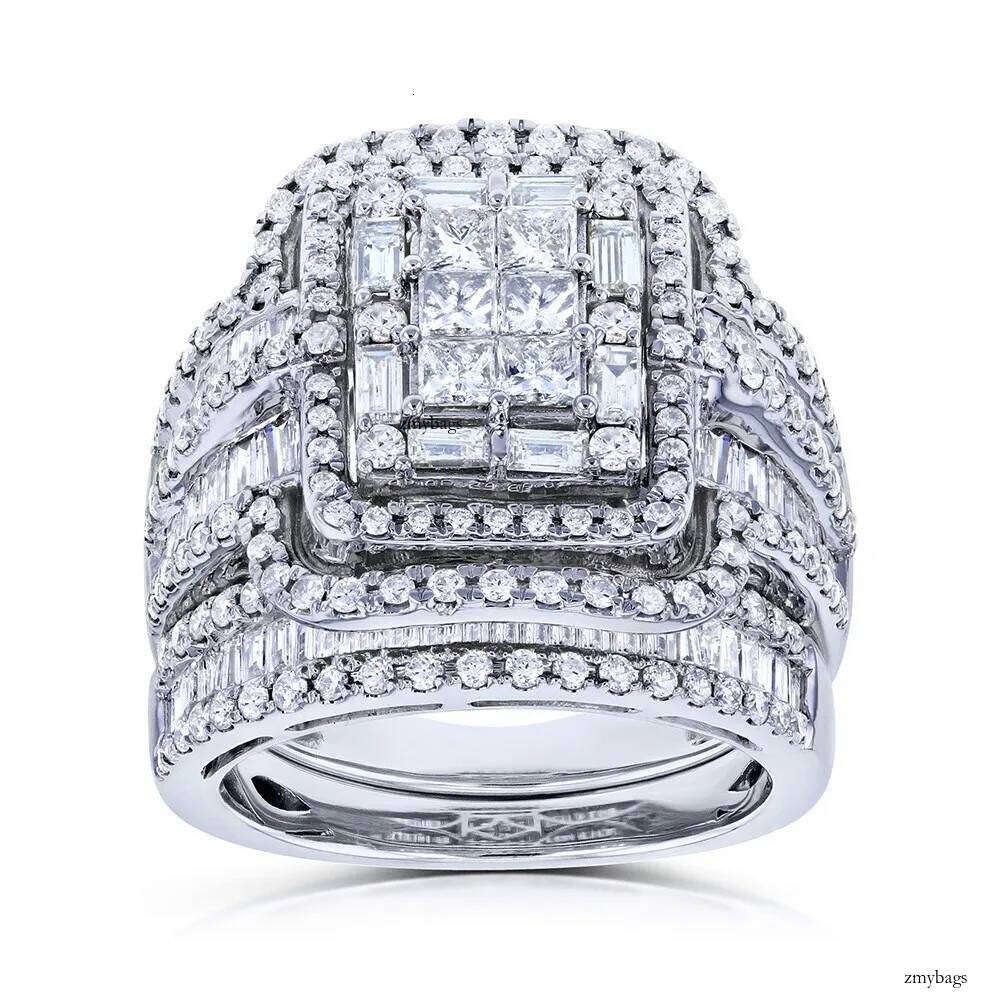 2022 Choucong Brand Wedding Rings Sparkling Jewelry Sier Fill Crystal Party Princess Cut White Stone Women Eternity Bridal Ring Set For Lover Gift