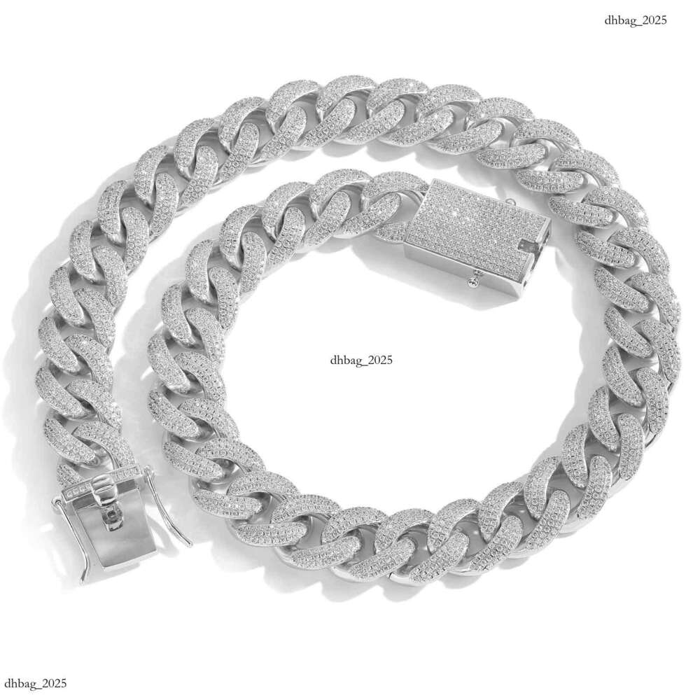 Men's Hip-Hop 18mm Three-Row Cuban Chain Personalized Micro-Paved Moissanite chain Accessories Necklace