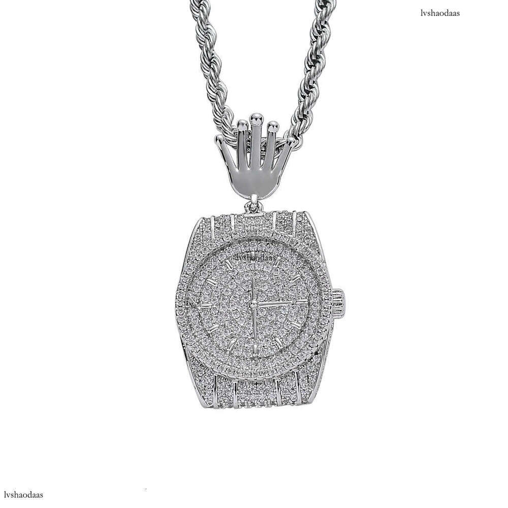 Necklace Men Personality Moissanite chain Dial Watch Clock Men's Jewelry Hip Hop Pendant