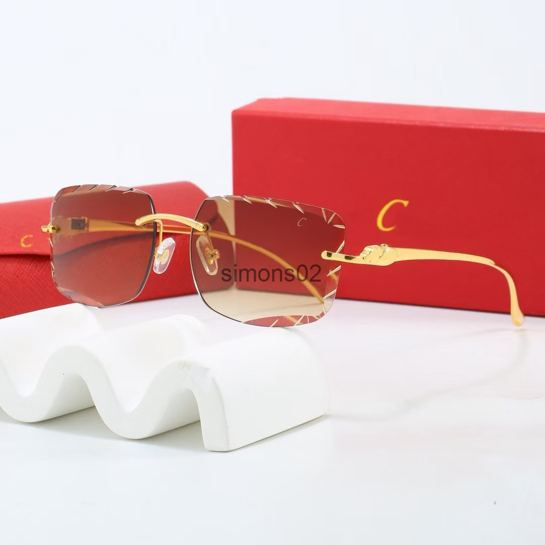Designer Carter Glasses Woman Man Cycle Luxury Polarize Sports Brand Fashion Vintage Golden Rimless Sunglasses
