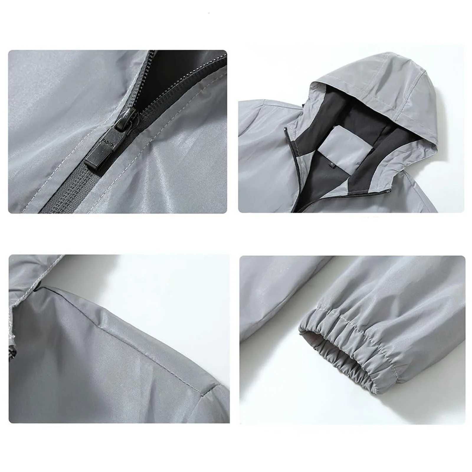 Men Summer Outdoor Reflective Jackets Thin Lightweight Loose Large-Size Sun-Protective Clothing Waterproof Windbreaker Jackets W250809